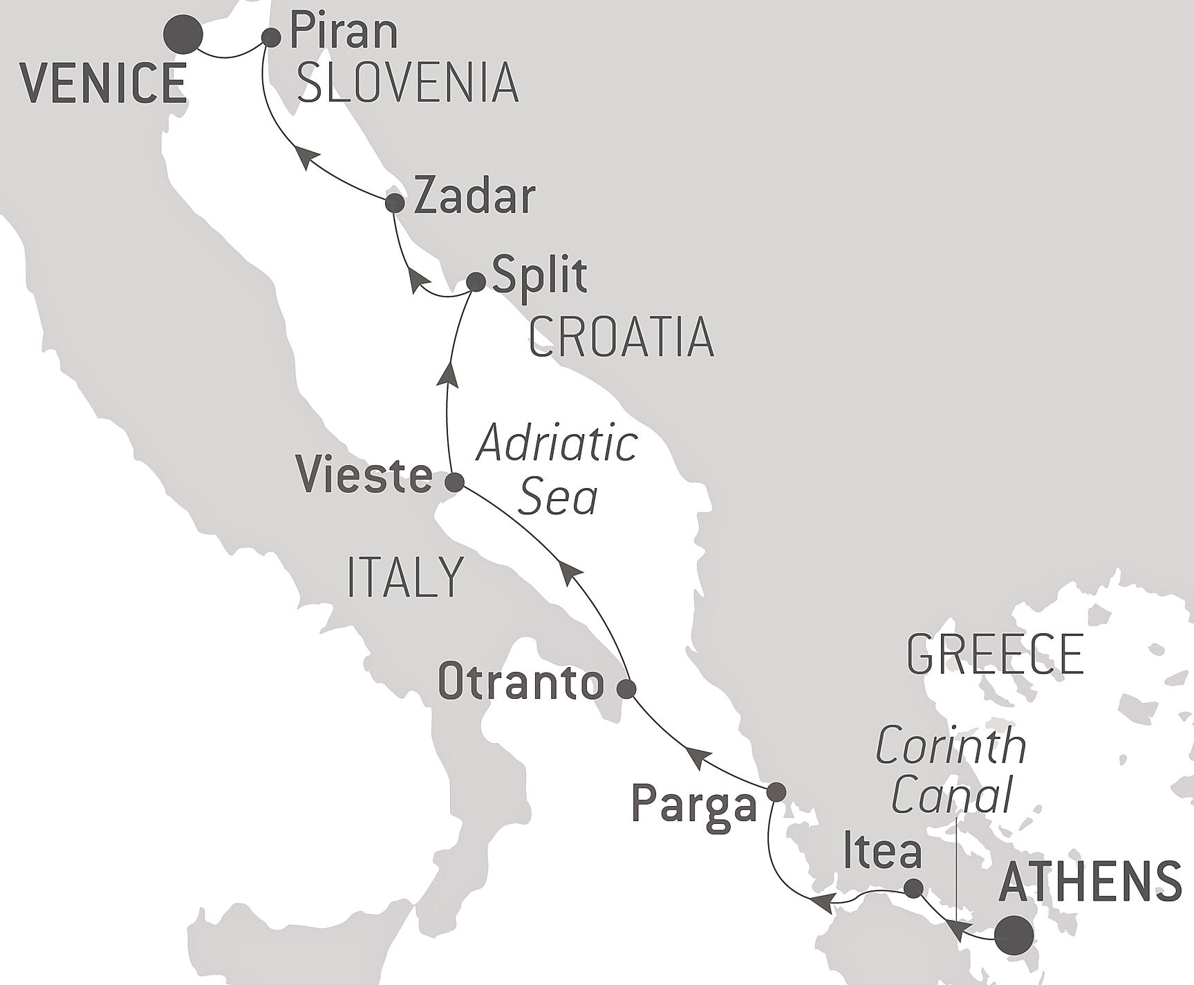 From the city of gods to the canals of Venice Itinerary Map